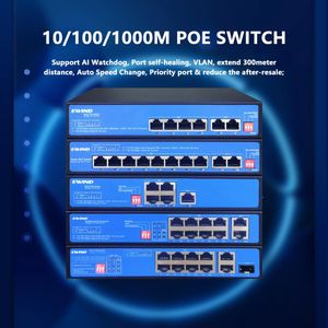 Contrôler Gigabit Poe Switch 10/100/1000Mbps Ethernet Switch avec interrupteur réseau SFP Slot 1000m pour la caméra IP / Smart Smart Smart Smart