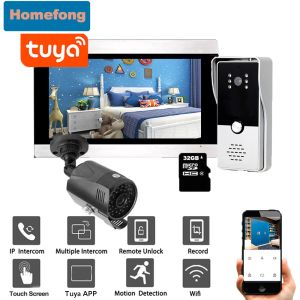 Contrôle Homefong 1080p Interphone Interphone WiFi Video Téléphone Wireless Tuya Smart Remote Contrôle avec enregistrement de mouvement de la caméra de sécurité CCTV