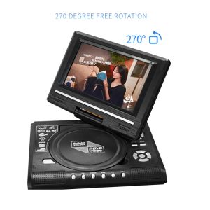 Contrôle Mini DVD Player 7,8 pouces Desktop numérique Smart TV CD EVD Disc Players Remote Contrôle Portable Voyage 270 ° Écran