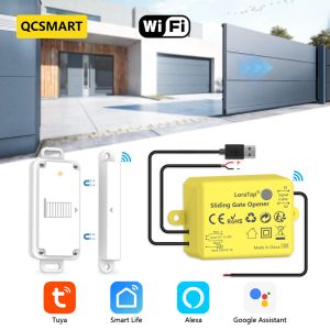 Control QCSMART Controlador de apertura de puerta corredera IP65 Sensor de puerta a prueba de agua Carga USB Trabajo con Tuya Smart Life Google Home Alexa