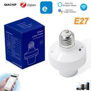 Control QIACHIP ZigBee Wifi Portalámparas inteligente E27 Bombillas LED Adaptador Enchufe de luz a través de la aplicación eWelink Control por voz Alexa Google Home