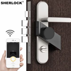 Contrôle Sherlock S3 Silver / Black Smart Lock Bluetooth Compatible application Contrôle de serrure intelligente Smart Key Soulion de la clé Remote Electronic Door Lock