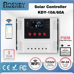 Contrôle Contrôleur de charge solaire intelligente avec contrôle de l'application WiFi pour 12V / 24V / 48V 10A 20A 30A 40A 50A 60A Lithium et Leadacid Batteries