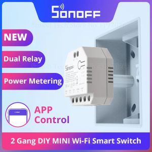 Contrôle Sonoff Dual R3 2 Gang Dual Relay Module Diy WiFi Mini Smart Switch Power Metering Control via Ewelink Alexa Google Smart Home