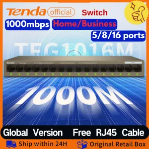 Contrôle Tenda Gigabit Switch 10/100/1000Mbps Ethernet Switch Metal Network Smart Switch Poe Switch Facultatif 5/8/16port pour la caméra IP AP