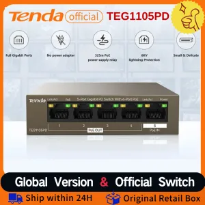 Contrôle Tenda Poe Switch 5ports Gigabit Network Switch Work IP Surveillance Camera Smart Switch Ethernet Poe Gigabit 1000Mbps