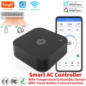 Contrôler Tuya Smart Air Conditiong Thremostat Breedtin Temperature Humidity Capteur pour IR Remote AC Travail avec Alexa Google