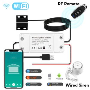 CONTRÔLE TUYA WIFI Smart Garage Door Door Controller Sirren Horn Alarm RF 433 Remote App Control fonctionne avec Alexa Google Home Siri