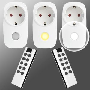 Contrôle Interrupteur à socket à télécommande intelligente sans fil 220V 2500W 15A EU FR PLIG UNIVERSAL DISTE DES PORTES OFF ELECTRIQU