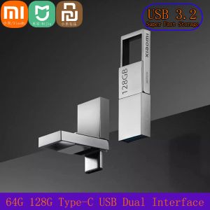 Contrôle Xiaomi Smart Dual Interface U Disque 64 128G Super Storage Fast USB 3.2 Interface Typec Mobile Phone ordinateur Mutual Transmission