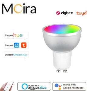 CONTRÔLE Zigbee Smart Home Bulb Spot Night Light lampe 5W GU10 RGBCW Tuya SmartThings fonctionne Alexa Google Home Philips Compatible
