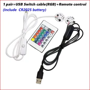 Contrôleurs 1 paire d'entrée DC5V panneau lumineux LED RGB dégradé coloré avec câble de commutation USB noir ou blanc et télécommande (batterie incluse).