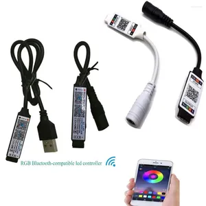 Contrôleurs DC5-24V USB/DC Mini contrôleur d'application de téléphone intelligent compatible Bluetooth contrôle sans fil pour 5050 3528 RGB LED bande lumineuse