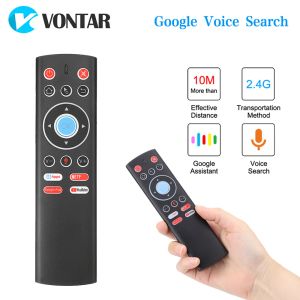 Contrôles Voice Remote Control T1 2.4G Wireless Air Mouse Gyro pour Android TV Box Google Play YouTube X88 Pro H96 Max HK1 T95 TX6