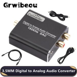 Converter de 3.5 mm Jack Digital a Audio Analógico Convertidor Fibra óptica Coaxial Aux RCA L / R Converter SPDIF Amplificador de decodificador de audio digital