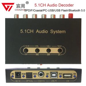 Converter 5.1CH Sistema de audio Bluetooth 5.0 Represor de disco U óptico Audio Coaxial DAC Card de sonido USB SW CE SR SL FR FL 2CH DTS