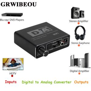 Convertisseur Grwibeou Hifi DAC DAC Digital To Analog Audio Converter RCA 3,5 mm Amplificateur de casque Toslink Optical Coaxial Sortie portable DAC