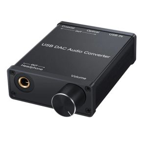 Converter HFES USB DAC Audio Adaptador con amplificador de auriculares USB a una tarjeta de sonido de audio de 6.35 mm de coaxial S/PDIF