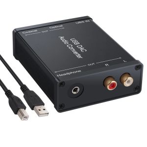 Convertisseur USB DAC Audio Convertisseur USB vers numérique coaxial optique 3,5 mm Sortie stéréo Sortie USB Adaptateur de carte son audio pour PC