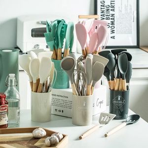 Cooking Utensils 13PCS Heat Resistant Silicone Kitchenware Set Kitchen Measuring Spoons Baking Tools With Storage Box 231123