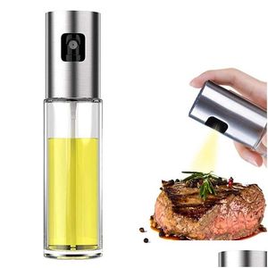 Ustensiles de cuisine Pulvérisateur d'huile d'olive Distributeur de bouteilles en verre de qualité alimentaire pour barbecue Salade Cuisine Cuisson Rôtir Frire 100 ml Jk2005Kd Dro Dhrlm