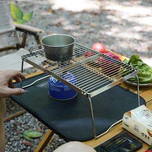 Ensemble d'ustensiles de cuisine portable Pliage Camp Fire Grill en acier inoxydable Camping Gare Gas Stove Stand Outdoor Cooking Rack