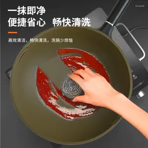 Juegos de utensilios de cocina Wok antiadherente de titanio, sartén de fondo plano resistente al desgaste, cocina de inducción de humos de aceite ligero, estufa de Gas universal