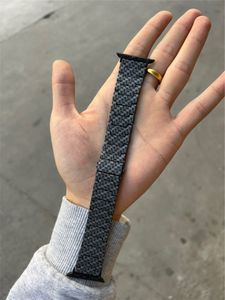 Genial fibra de carbono grano correa de muñeca pulsera para Apple Watch Series 7 6 5 4 3 2 SE Metal Link Band iWatch 38mm 40mm 42mm 45mm