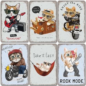 Cool Cat Vintage Metal Tin Signs Poster Enjoy Life Animal Plaque en métal Signe Rétro Plaque Pet Shop Bar Pub Home Wall Decor 20cmx30cm Woo