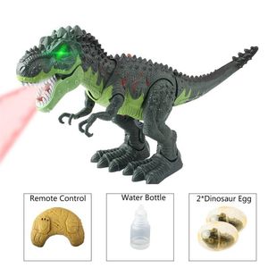 Cool ! Electric Remote Control Simulation Screaming Dinosaurs Model Toy Spray laying eggs ,Sound /light Walk Tyrannosaurus LJ201105