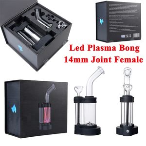 Cool Populaire Led Plasma Narguilés 12 Pouces Bongs En Verre 5mm D'épaisseur Dab Rigs 14mm Joint Femelle Coudé Type Conduites D'eau En Verre Avec Bol Boîte Paquet