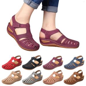 Sandalias cómodas Retro para mujer, zapatos de verano con agujeros para el coche, pies antideslizantes, cabeza redonda de gran tamaño, 58302, 85208, 87502