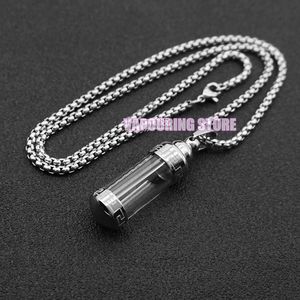 COOL fumer pendentif en acier inoxydable récipient de stockage Transparent bouteille de tabac à priser pilule épice Miller herbe étui à tabac boîte de rangement de pilule collier porte-cigarette