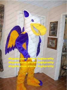 Cool Yellow Blue Griffin Mascot Costume Mascotte Griffon Gryphon Adult With Big Yellow Mouth White Head Belly No.1638