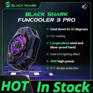 Refroidissers Black Shark Funcooler 3 Pro avec RVB Light Fast refroidir ventilateur de support de viande de prise en charge de l'application Contrôle Ice Dock pour Android / iOS