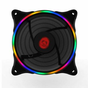 COOLMOON, ventilador de computadora de escritorio de neón, 12cm, RGB, Color arcoíris, luz LED, funda para PC portátil, refrigeración, grande, 4P + pequeño, 3P