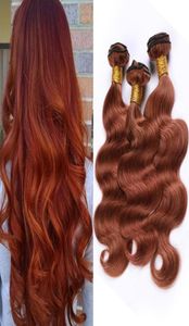 Extensions de cheveux vierges péruviens rouge cuivre vague de corps 33 Auburn foncé tisse des faisceaux de cheveux humains brun rougeâtre Remy cheveux 3 Bundle De2386494
