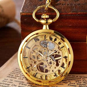 Cuivre Steampunk Vintage montre de poche collier pendentif creux poche fob montres hommes femmes Gear relojes de bolsillo 240103