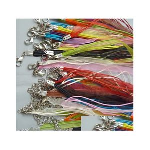 Fil de cordon 100pcs / lot 18colors Organza Voile Ruban Cordon Colliers Pendentifs Chaînes 3Add1 18 44cm Bijoux DIY Faire Drop Livraison Juif Dhmjk