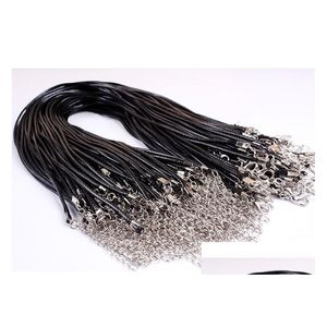 Cord Wire 100 unids / lote Collar de serpiente de cuero negro Cordón de cuentas Cuerda de cuerda Alambre 45 cm Cadena de extensión de joyería de bricolaje con cierre de langosta C DH2Hs