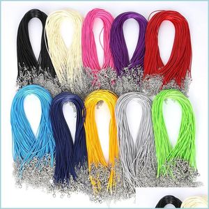 Cord Wire 5Pcs/Lot 1.5Mm 2Mm Waxed Cotton Adjustable Braided Rope Necklaces Pendant Charms Jewelry Findings Lobster Clasp String C Dho47