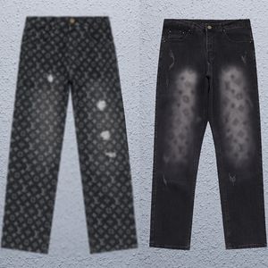 Corrict fabriqué en art élégant Allover broderie imprimement pantalon en denim automne hiver mène décontracté extensible vintage lavé de rue jeans pantalon 24SS 0417