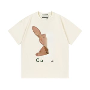 Version correcte des t-shirts pour hommes à impression numérique kaki lapin mot mère et fille t-shirt à manches courtes été
