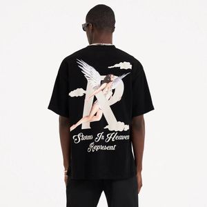 Versions correctes T-shirts pour hommes FOG Angel Imprimé High Street Pure Cotton Light Luxury Couple pour hommes et femmes T-shirt ample Tide