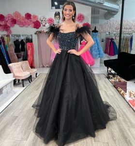 Corsé Corpiño Vestido de fiesta 2023 Escote redondo Tul Una línea Dama Preadolescente Chica Vestido de desfile Fiesta de noche formal Invitado de boda Capeta roja 273y