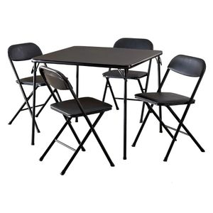 Cosco Mobilier d'extérieur Ensemble de table à cartes 5 pièces Table pliante noire Table pliable portable 240124