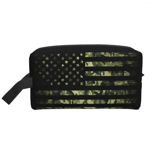Sacs de cosmétiques Camouflage Sac de rangement de drapeau américain USA COSE PATRIE PATRIOTIQUE Études portables de grande capacité