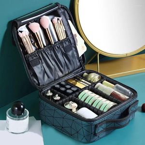 Bolsas cosméticas Case Partition impermeable Bolsa de maquillaje Gran capacidad PU Caja de almacenamiento portátil Mano
