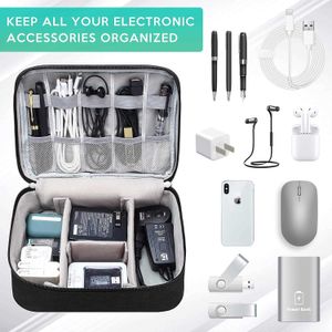 Cajas de bolsas cosméticas Almacenamiento de cables impermeables Organizador electrónico digital portátil de datos USB Línea de datos enchufe para iPad Mini Chargers 230404