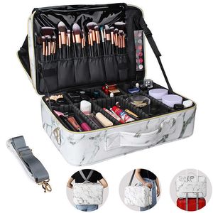 Estuches para bolsas de cosméticos Partición profesional para almacenar caja de maquillaje bolsa de mármol portátil multifunción y caja de herramientas para tocador 230110